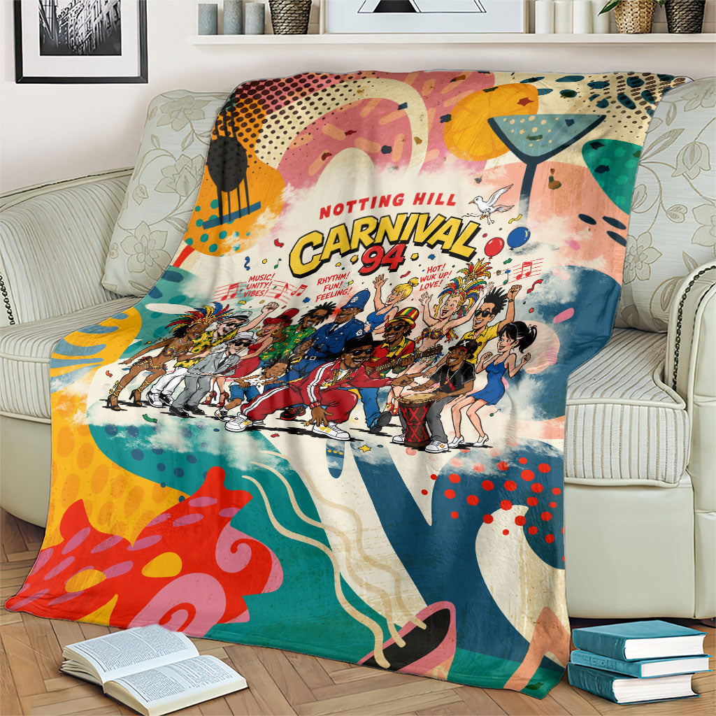 Notting Hill Carnival 94 Blanket Vintage Festival Music Caribbean Dancers Steel Drums Pop Art
