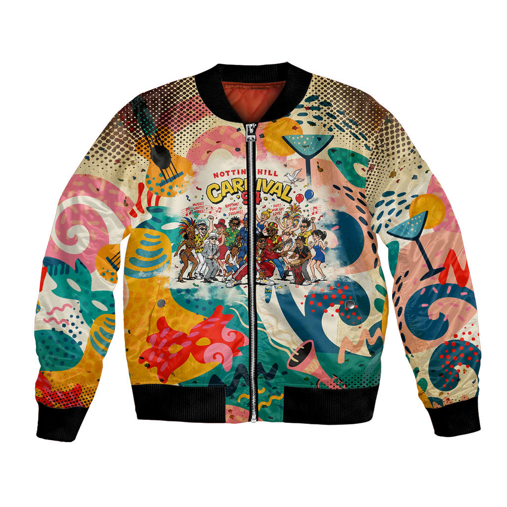 Notting Hill Carnival 94 Bomber Jacket Vintage Festival Music Caribbean Dancers Steel Drums Pop Art