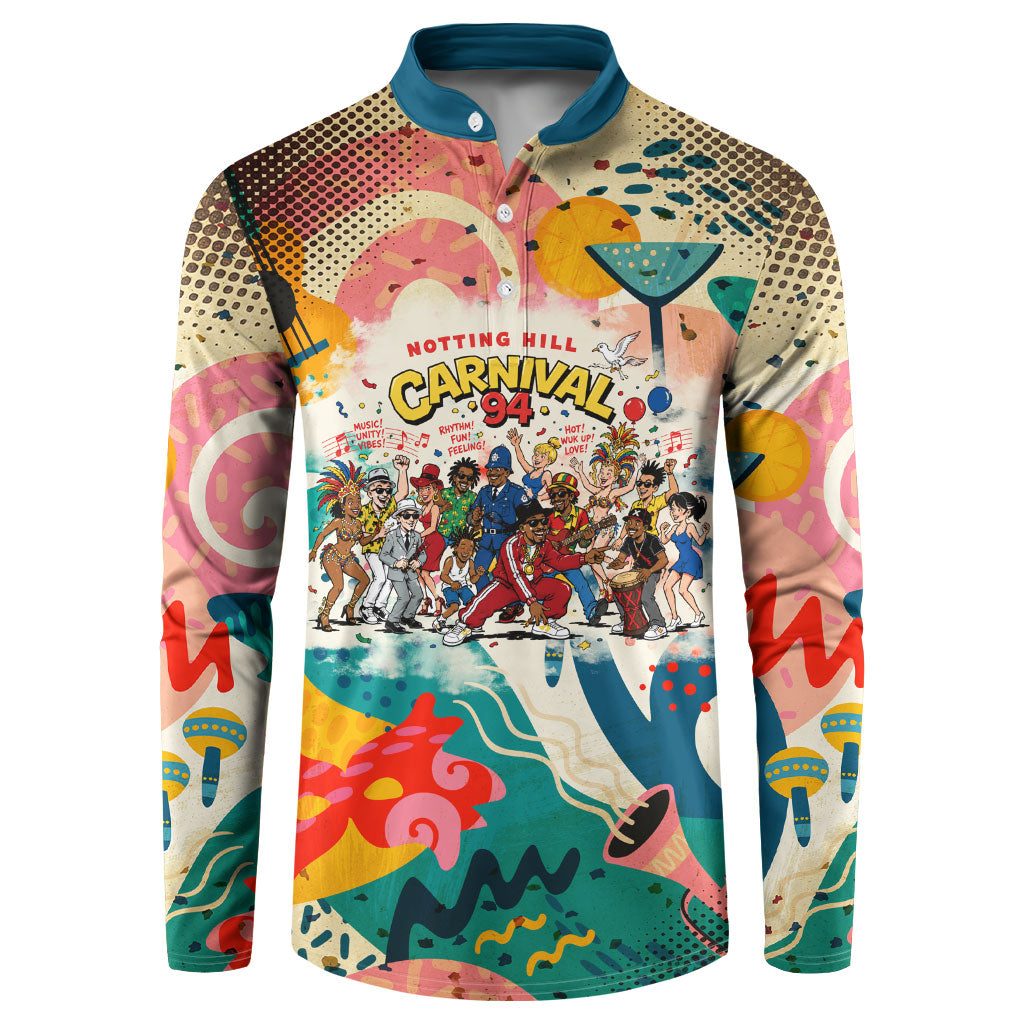 Notting Hill Carnival 94 Button Sweatshirt Vintage Festival Music Caribbean Dancers Steel Drums Pop Art