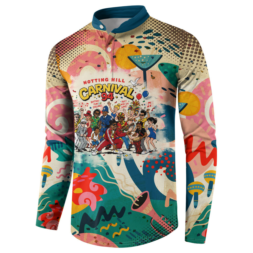 Notting Hill Carnival 94 Button Sweatshirt Vintage Festival Music Caribbean Dancers Steel Drums Pop Art