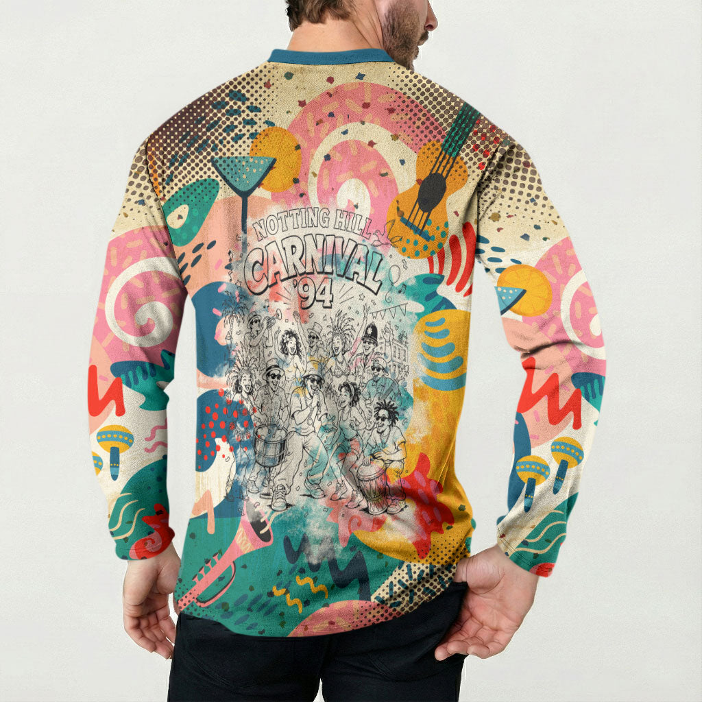 Notting Hill Carnival 94 Button Sweatshirt Vintage Festival Music Caribbean Dancers Steel Drums Pop Art