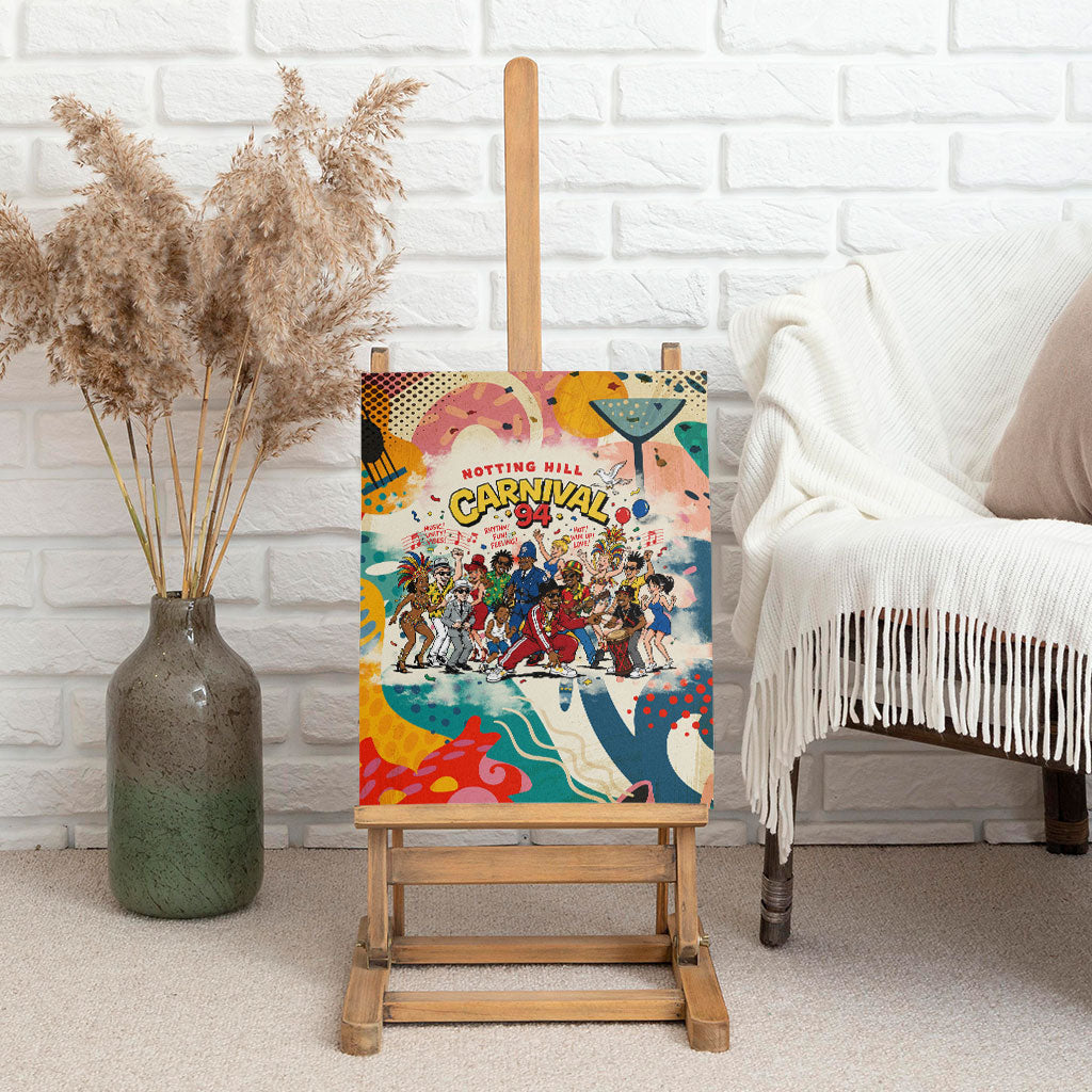 Notting Hill Carnival 94 Canvas Wall Art Vintage Festival Music Caribbean Dancers Steel Drums Pop Art