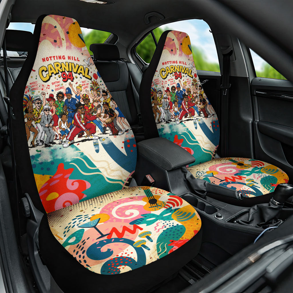 Notting Hill Carnival 94 Car Seat Cover Vintage Festival Music Caribbean Dancers Steel Drums Pop Art