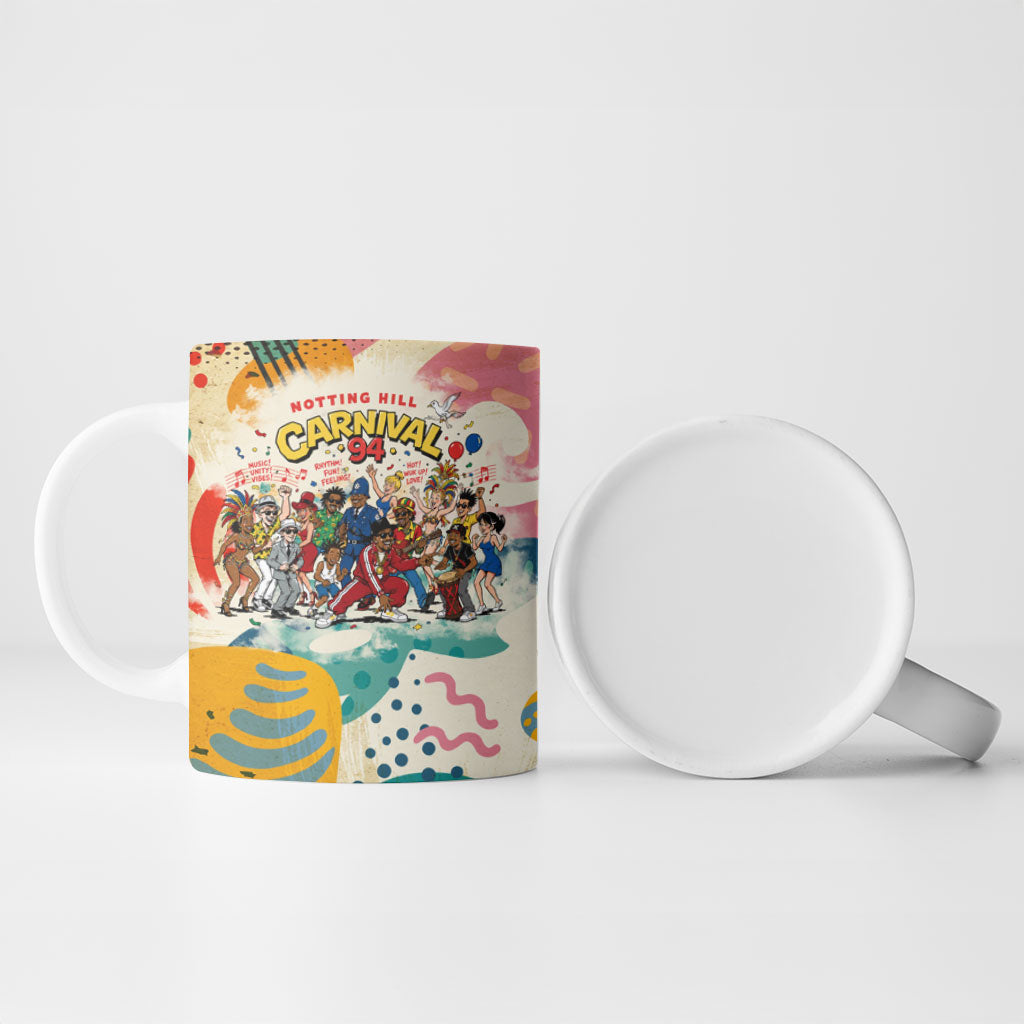 Notting Hill Carnival 94 Ceramic Mug Vintage Festival Music Caribbean Dancers Steel Drums Pop Art