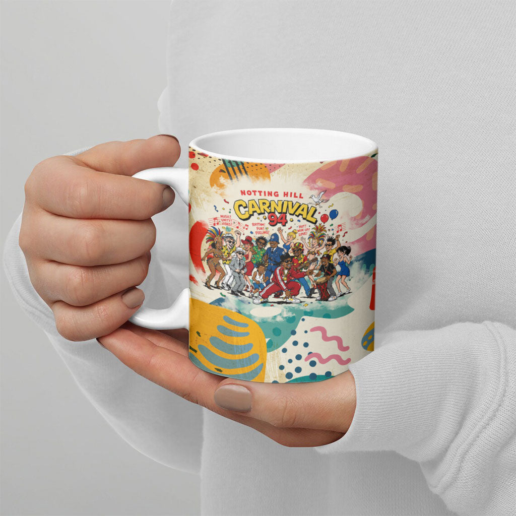 Notting Hill Carnival 94 Ceramic Mug Vintage Festival Music Caribbean Dancers Steel Drums Pop Art