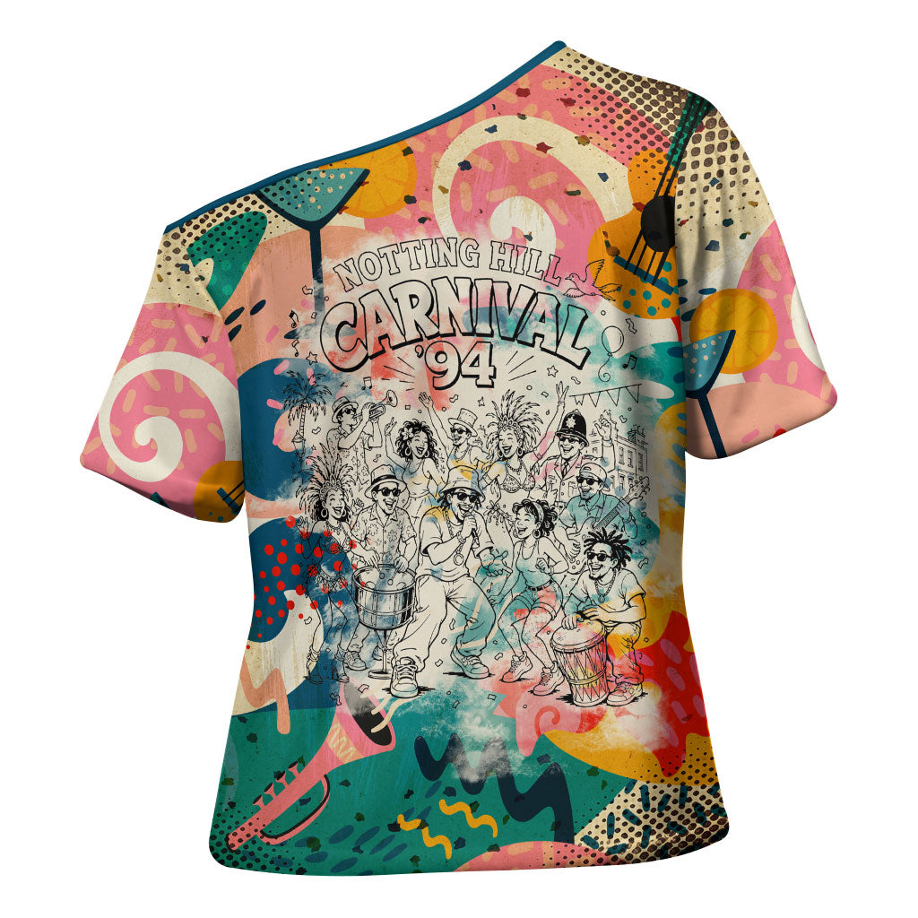 Notting Hill Carnival 94 Cross Shoulder Shirt Vintage Festival Music Caribbean Dancers Steel Drums Pop Art
