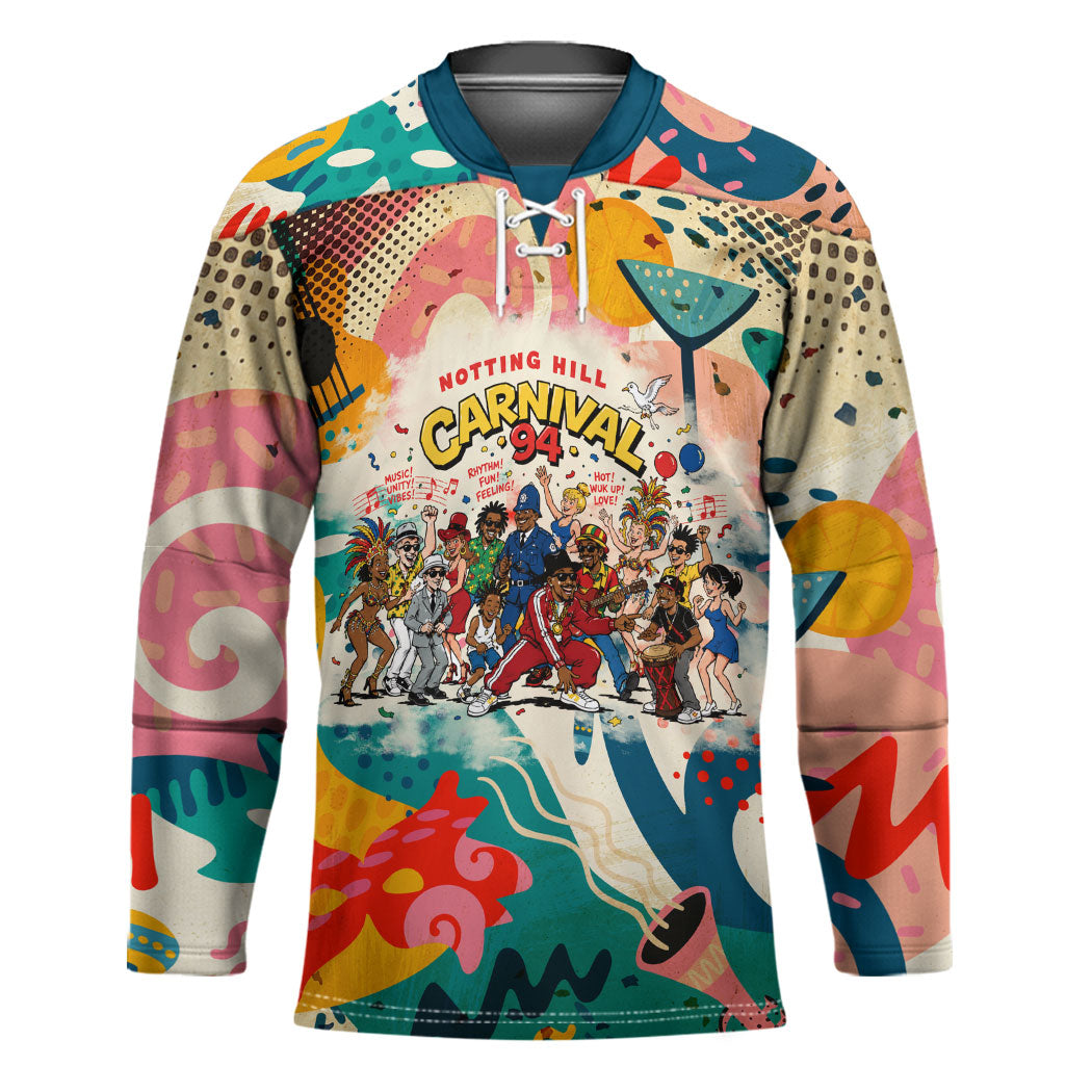 Notting Hill Carnival 94 Hockey Jersey Vintage Festival Music Caribbean Dancers Steel Drums Pop Art