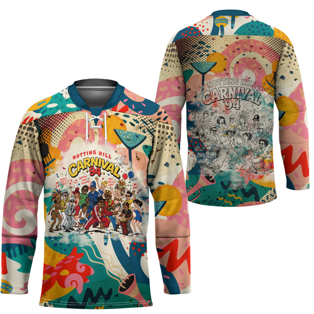 Notting Hill Carnival 94 Hockey Jersey Vintage Festival Music Caribbean Dancers Steel Drums Pop Art