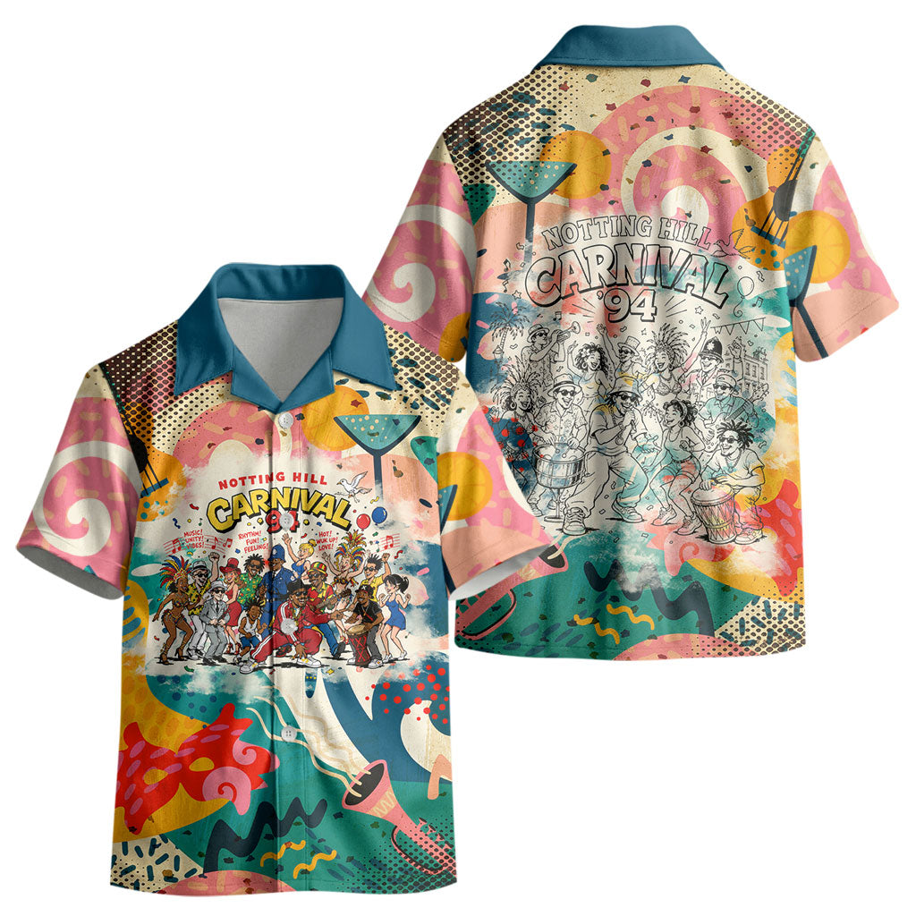 Notting Hill Carnival 94 Kid Hawaiian Shirt Vintage Festival Music Caribbean Dancers Steel Drums Pop Art
