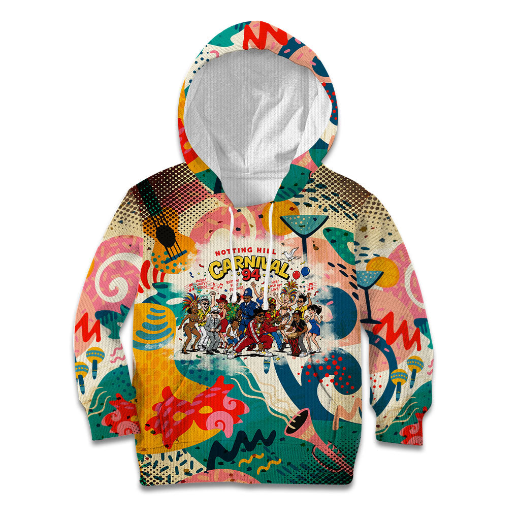 Notting Hill Carnival 94 Kid Hoodie Vintage Festival Music Caribbean Dancers Steel Drums Pop Art