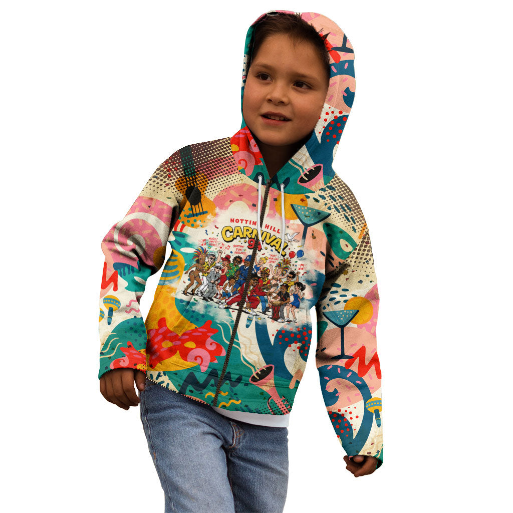 Notting Hill Carnival 94 Kid Hoodie Vintage Festival Music Caribbean Dancers Steel Drums Pop Art