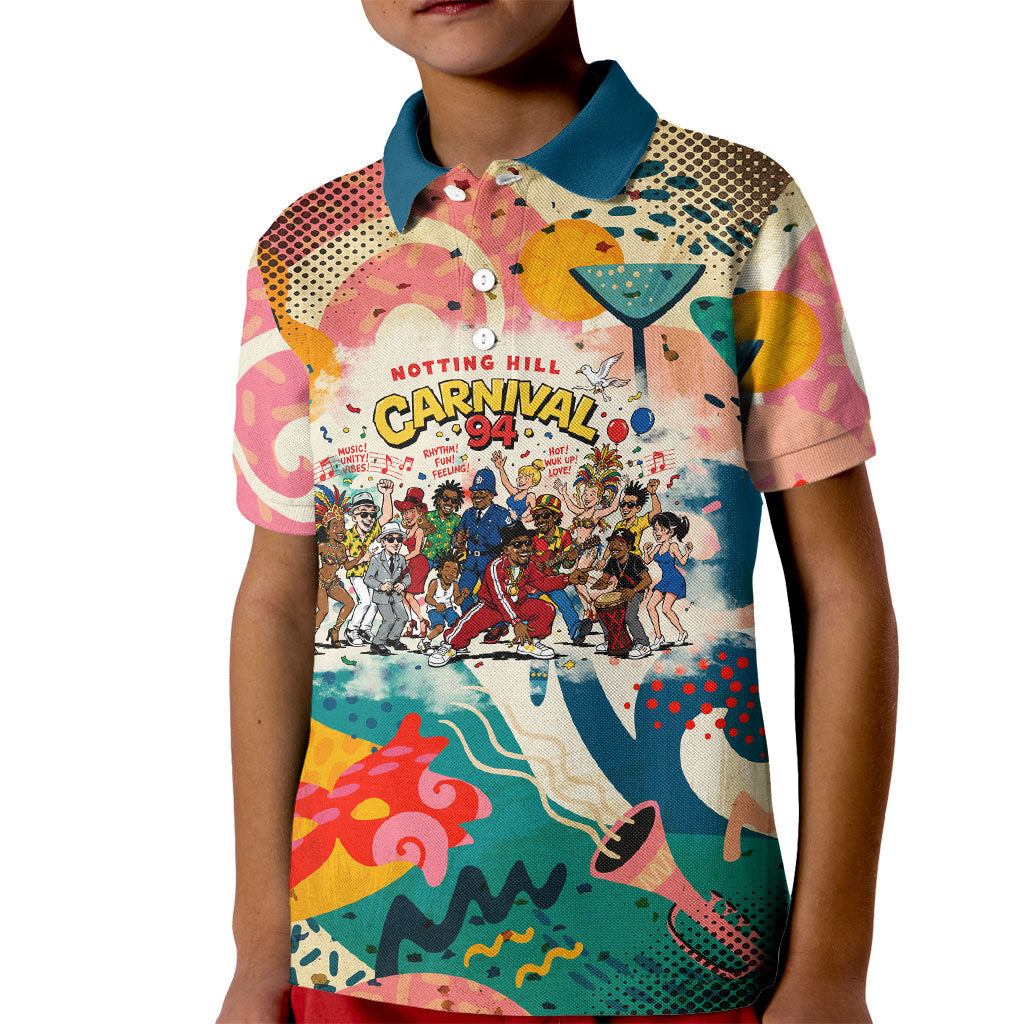 Notting Hill Carnival 94 Kid Polo Shirt Vintage Festival Music Caribbean Dancers Steel Drums Pop Art