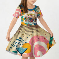 Notting Hill Carnival 94 Kid Short Sleeve Dress Vintage Festival Music Caribbean Dancers Steel Drums Pop Art