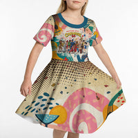Notting Hill Carnival 94 Kid Short Sleeve Dress Vintage Festival Music Caribbean Dancers Steel Drums Pop Art