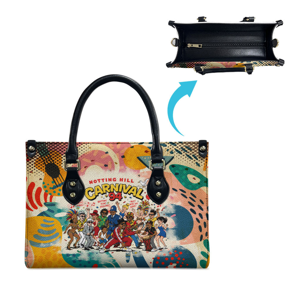 Notting Hill Carnival 94 Leather Bag Vintage Festival Music Caribbean Dancers Steel Drums Pop Art