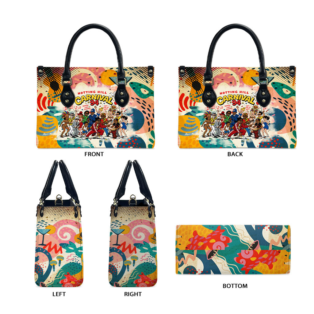 Notting Hill Carnival 94 Leather Bag Vintage Festival Music Caribbean Dancers Steel Drums Pop Art
