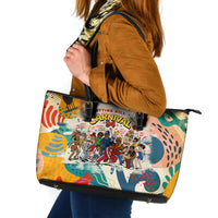 Notting Hill Carnival 94 Leather Tote Bag Vintage Festival Music Caribbean Dancers Steel Drums Pop Art