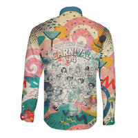 Notting Hill Carnival 94 Long Sleeve Button Shirt Vintage Festival Music Caribbean Dancers Steel Drums Pop Art
