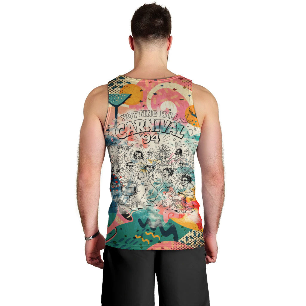 Notting Hill Carnival 94 Men Tank Top Vintage Festival Music Caribbean Dancers Steel Drums Pop Art
