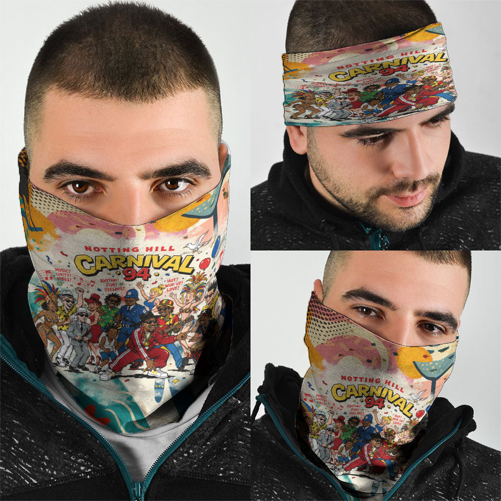 Notting Hill Carnival 94 Neck Gaiter Vintage Festival Music Caribbean Dancers Steel Drums Pop Art
