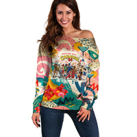 Notting Hill Carnival 94 Off Shoulder Sweater Vintage Festival Music Caribbean Dancers Steel Drums Pop Art