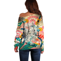 Notting Hill Carnival 94 Off Shoulder Sweater Vintage Festival Music Caribbean Dancers Steel Drums Pop Art