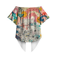 Notting Hill Carnival 94 Off Shoulder Wrap Waist Top Vintage Festival Music Caribbean Dancers Steel Drums Pop Art