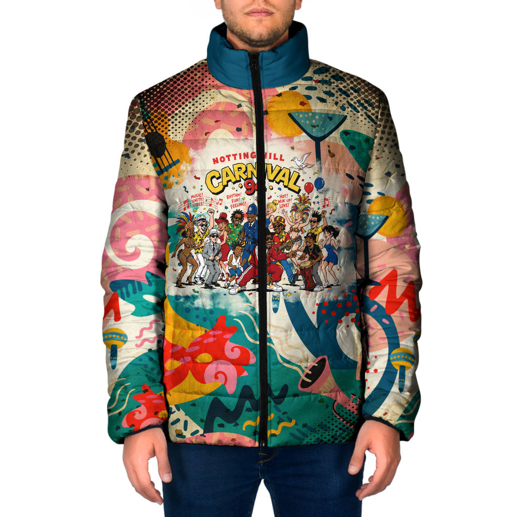 Notting Hill Carnival 94 Padded Jacket Vintage Festival Music Caribbean Dancers Steel Drums Pop Art