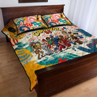 Notting Hill Carnival 94 Quilt Bed Set Vintage Festival Music Caribbean Dancers Steel Drums Pop Art