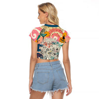Notting Hill Carnival 94 Raglan Cropped T Shirt Vintage Festival Music Caribbean Dancers Steel Drums Pop Art