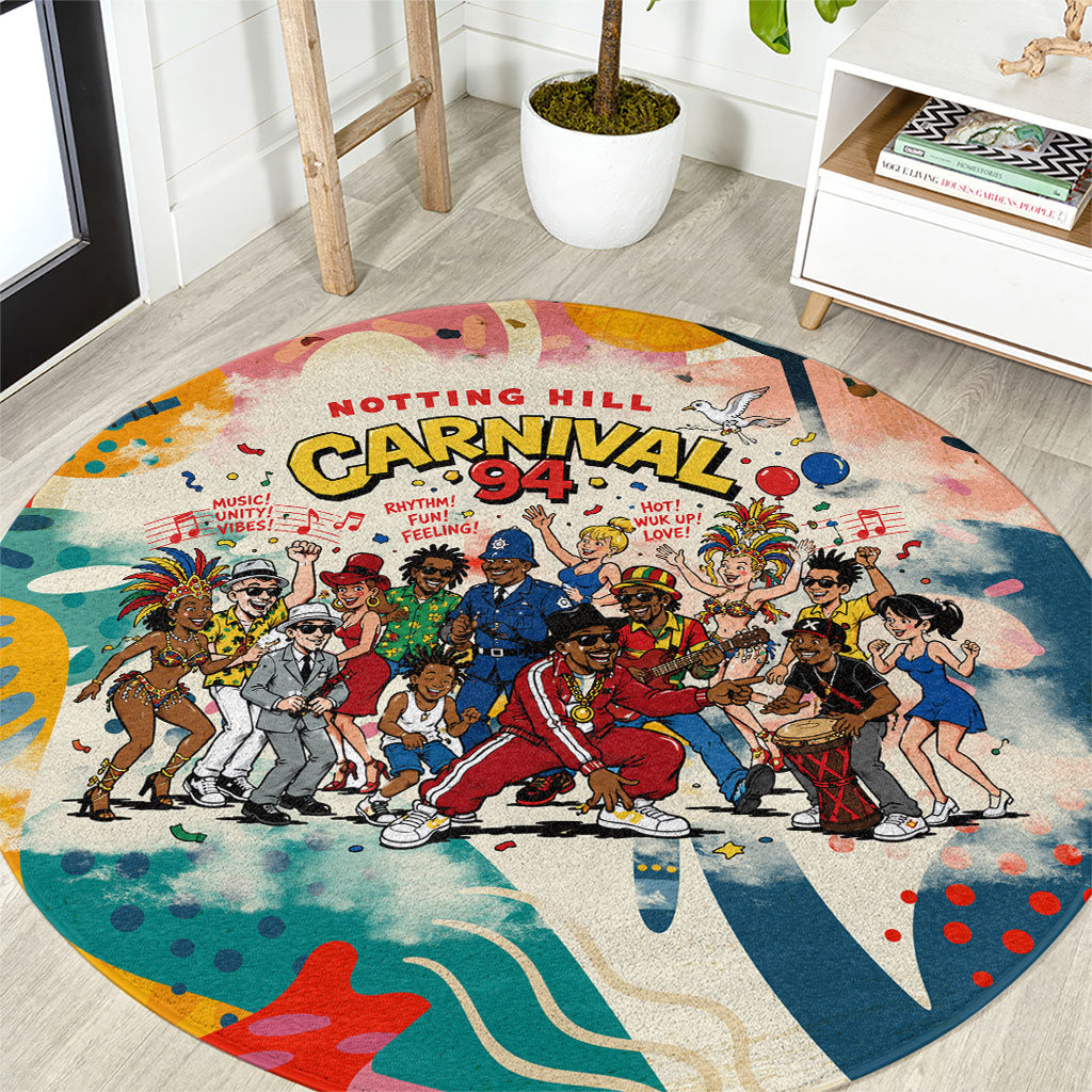 Notting Hill Carnival 94 Round Carpet Vintage Festival Music Caribbean Dancers Steel Drums Pop Art