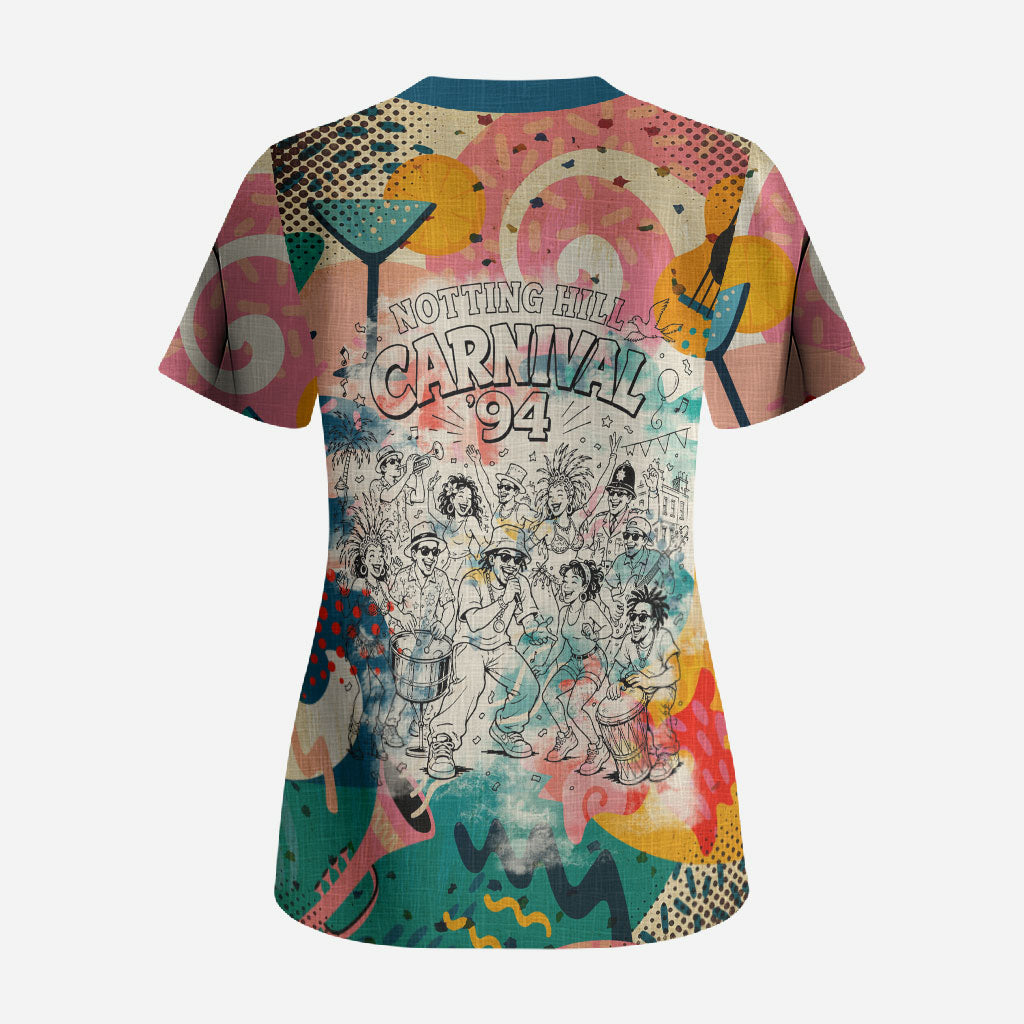 Notting Hill Carnival 94 Scrub Top Vintage Festival Music Caribbean Dancers Steel Drums Pop Art