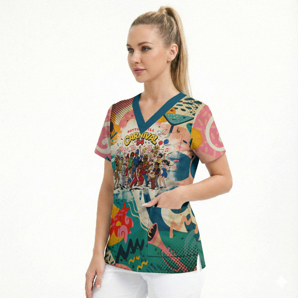 Notting Hill Carnival 94 Scrub Top Vintage Festival Music Caribbean Dancers Steel Drums Pop Art