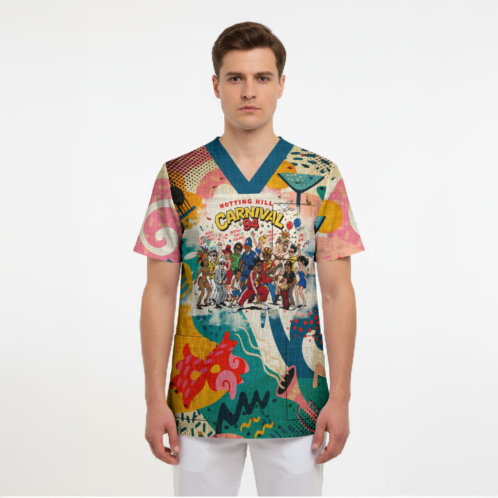 Notting Hill Carnival 94 Scrub Top Vintage Festival Music Caribbean Dancers Steel Drums Pop Art