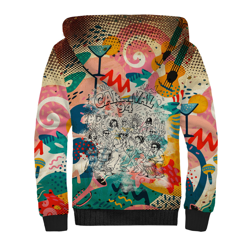 Notting Hill Carnival 94 Sherpa Hoodie Vintage Festival Music Caribbean Dancers Steel Drums Pop Art