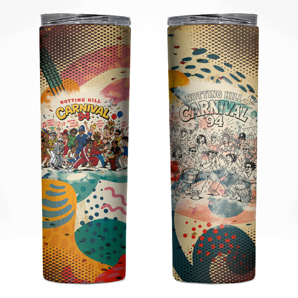 Notting Hill Carnival 94 Skinny Tumbler Vintage Festival Music Caribbean Dancers Steel Drums Pop Art