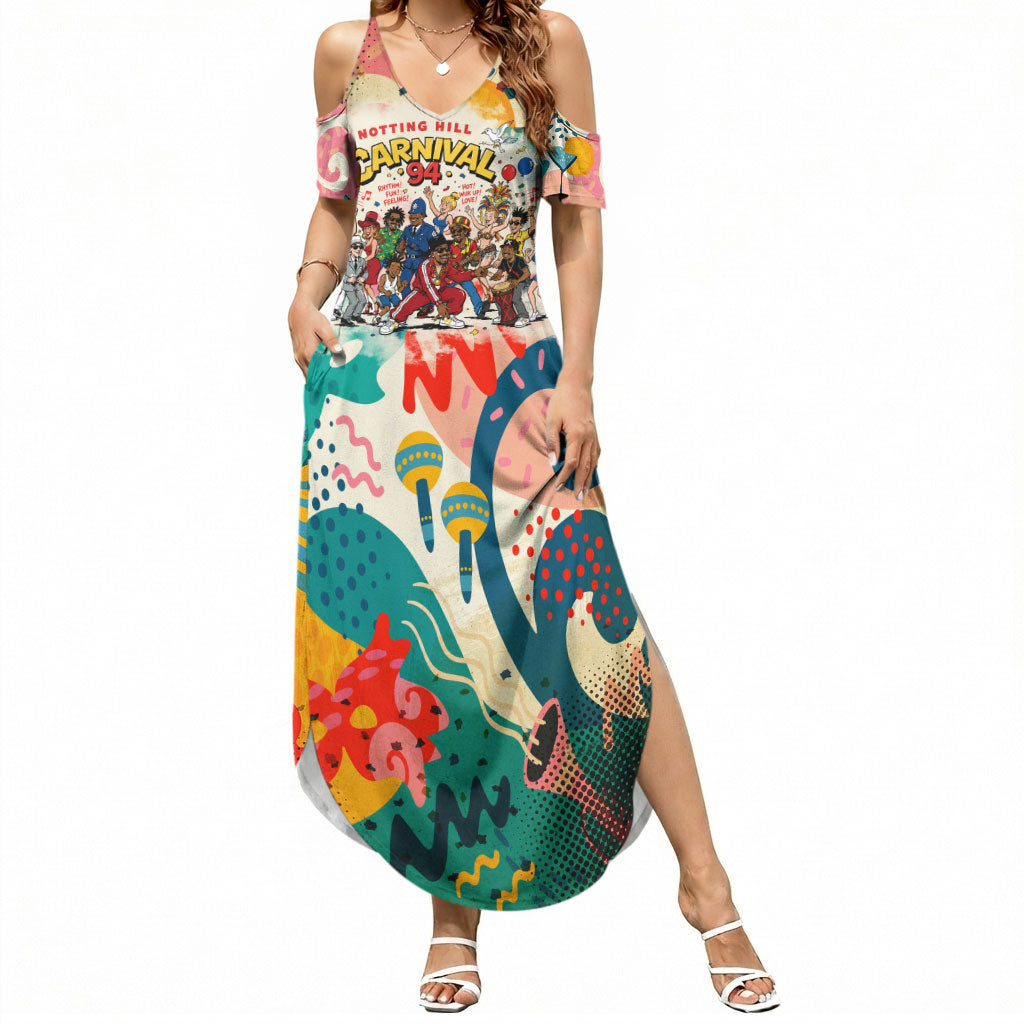 Notting Hill Carnival 94 Summer Maxi Dress Vintage Festival Music Caribbean Dancers Steel Drums Pop Art