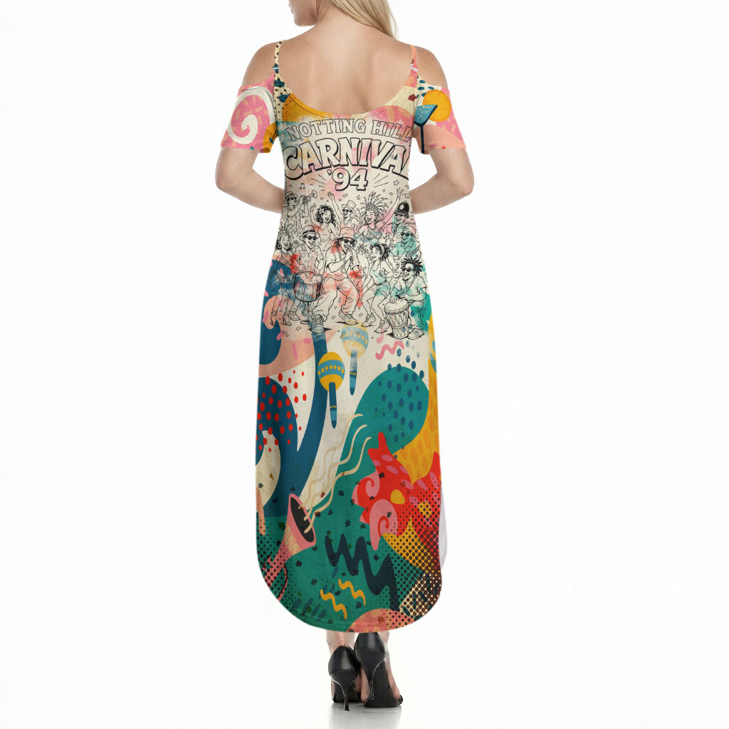 Notting Hill Carnival 94 Summer Maxi Dress Vintage Festival Music Caribbean Dancers Steel Drums Pop Art