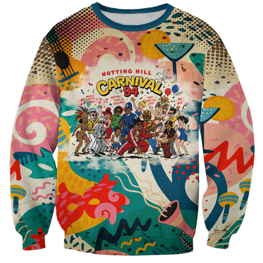 Notting Hill Carnival 94 Sweatshirt Vintage Festival Music Caribbean Dancers Steel Drums Pop Art