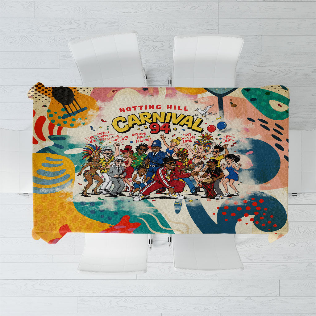 Notting Hill Carnival 94 Tablecloth Vintage Festival Music Caribbean Dancers Steel Drums Pop Art