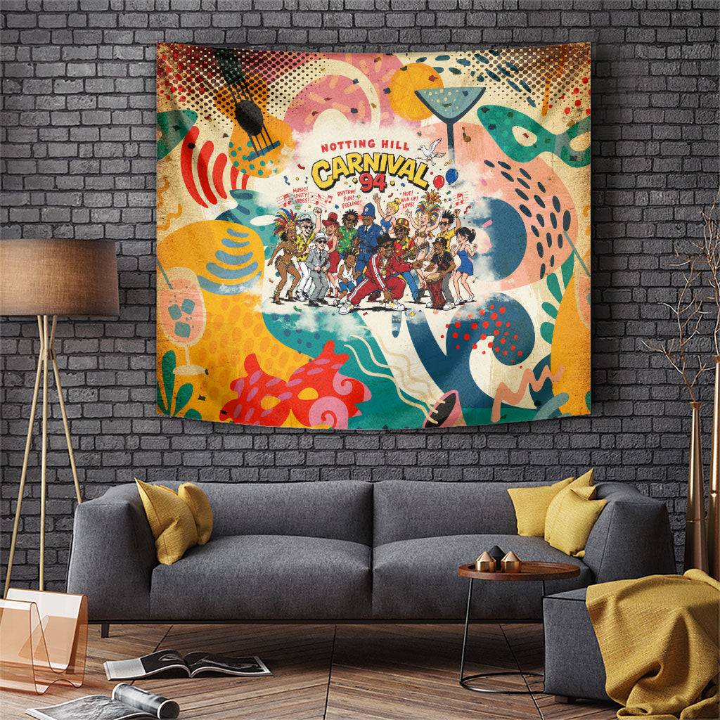 Notting Hill Carnival 94 Tapestry Vintage Festival Music Caribbean Dancers Steel Drums Pop Art