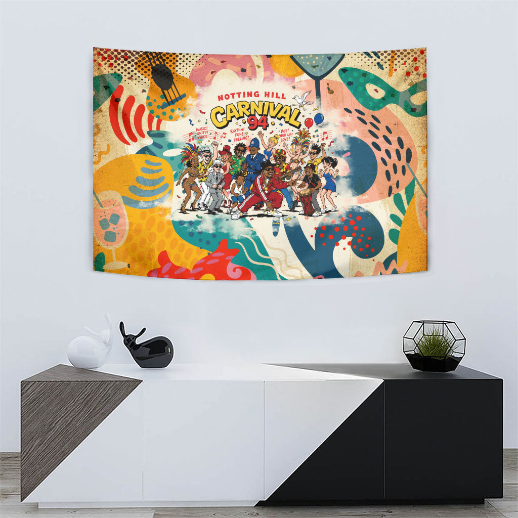 Notting Hill Carnival 94 Tapestry Vintage Festival Music Caribbean Dancers Steel Drums Pop Art
