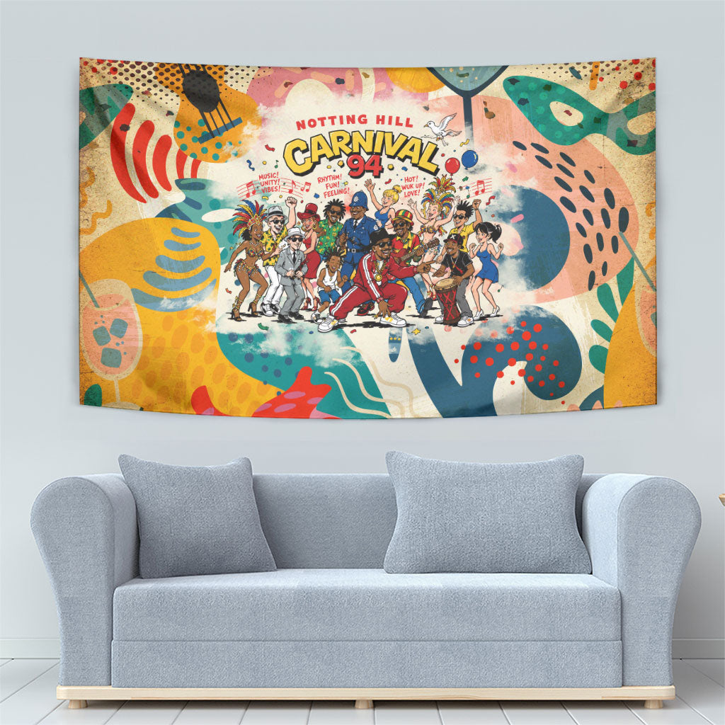 Notting Hill Carnival 94 Tapestry Vintage Festival Music Caribbean Dancers Steel Drums Pop Art