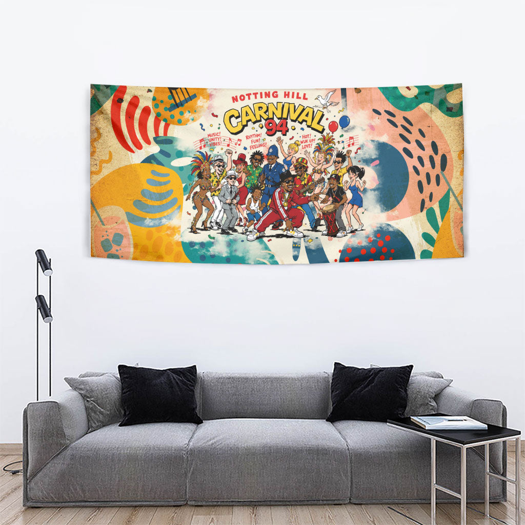 Notting Hill Carnival 94 Tapestry Vintage Festival Music Caribbean Dancers Steel Drums Pop Art