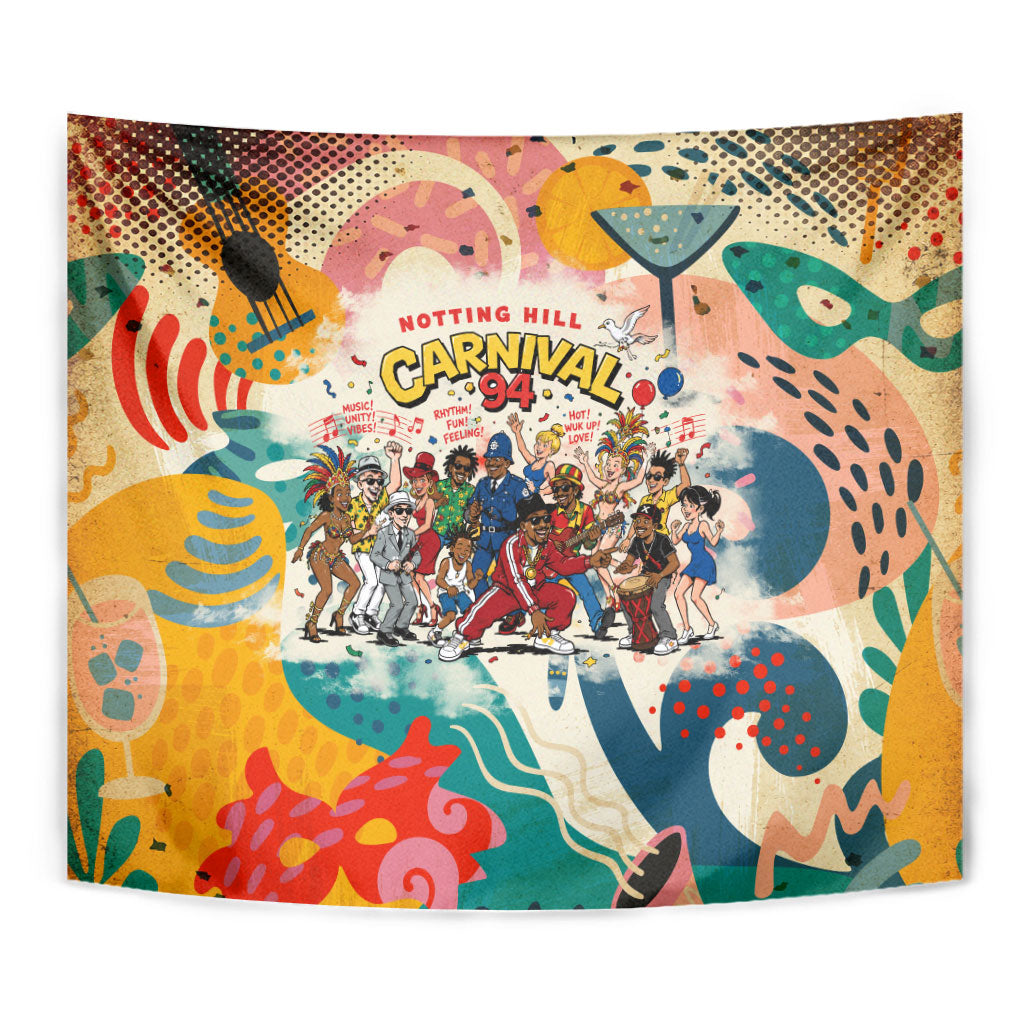 Notting Hill Carnival 94 Tapestry Vintage Festival Music Caribbean Dancers Steel Drums Pop Art