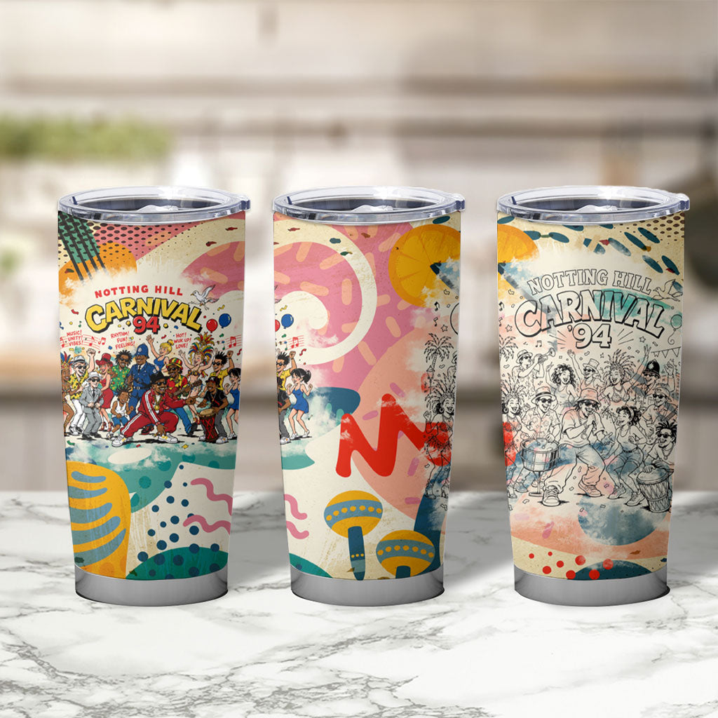 Notting Hill Carnival 94 Tumbler Cup Vintage Festival Music Caribbean Dancers Steel Drums Pop Art