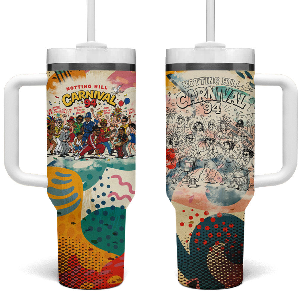 Notting Hill Carnival 94 Tumbler With Handle Vintage Festival Music Caribbean Dancers Steel Drums Pop Art