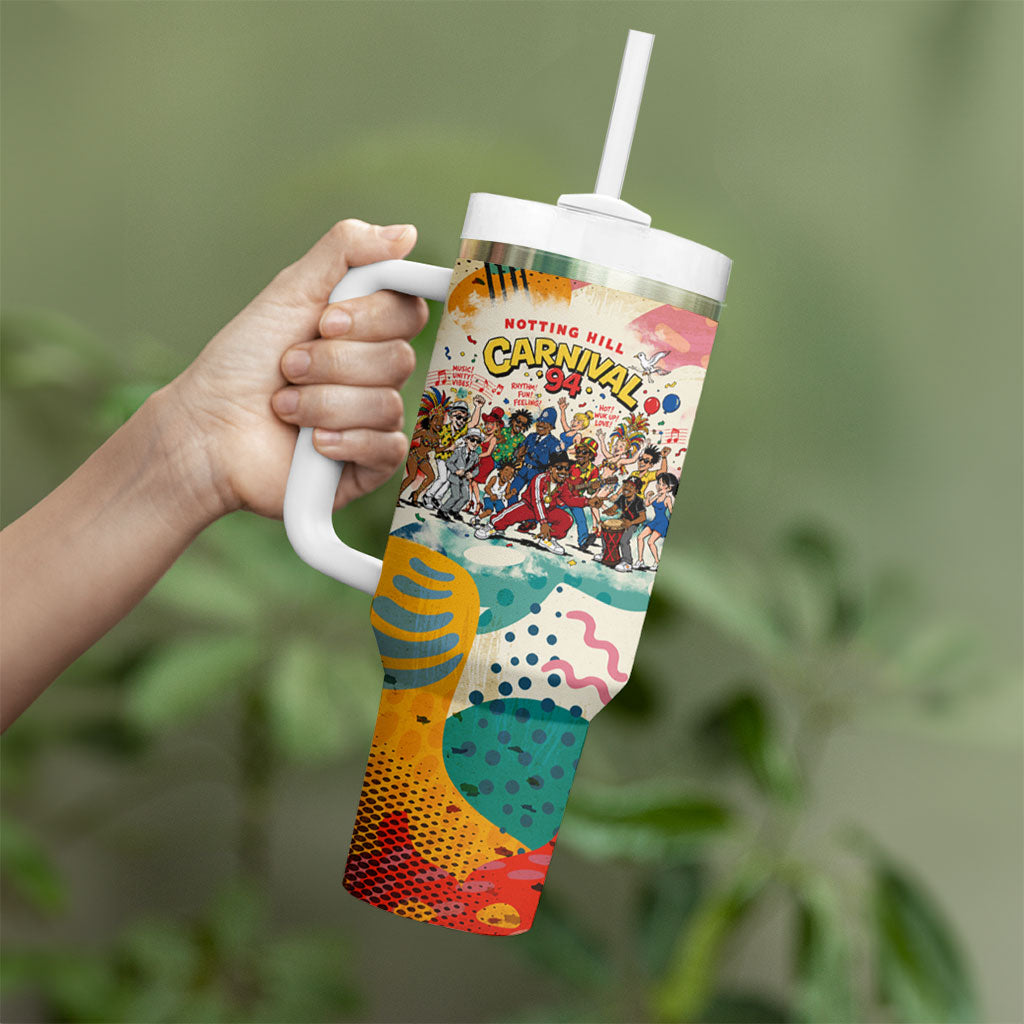 Notting Hill Carnival 94 Tumbler With Handle Vintage Festival Music Caribbean Dancers Steel Drums Pop Art