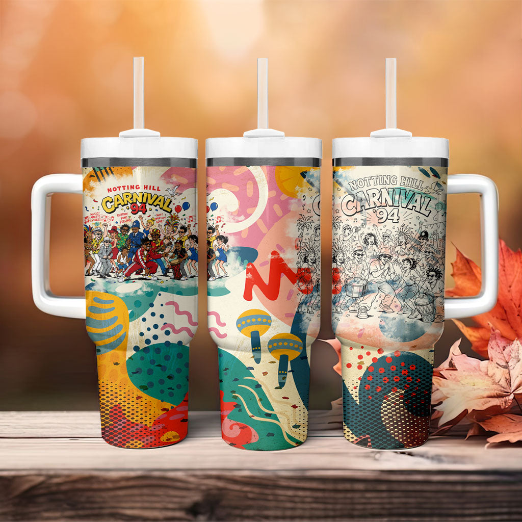 Notting Hill Carnival 94 Tumbler With Handle Vintage Festival Music Caribbean Dancers Steel Drums Pop Art