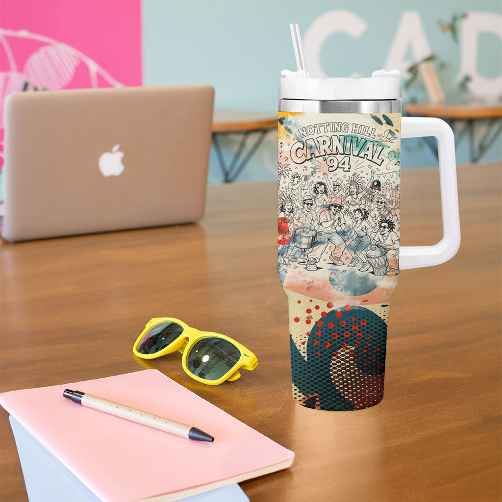 Notting Hill Carnival 94 Tumbler With Handle Vintage Festival Music Caribbean Dancers Steel Drums Pop Art